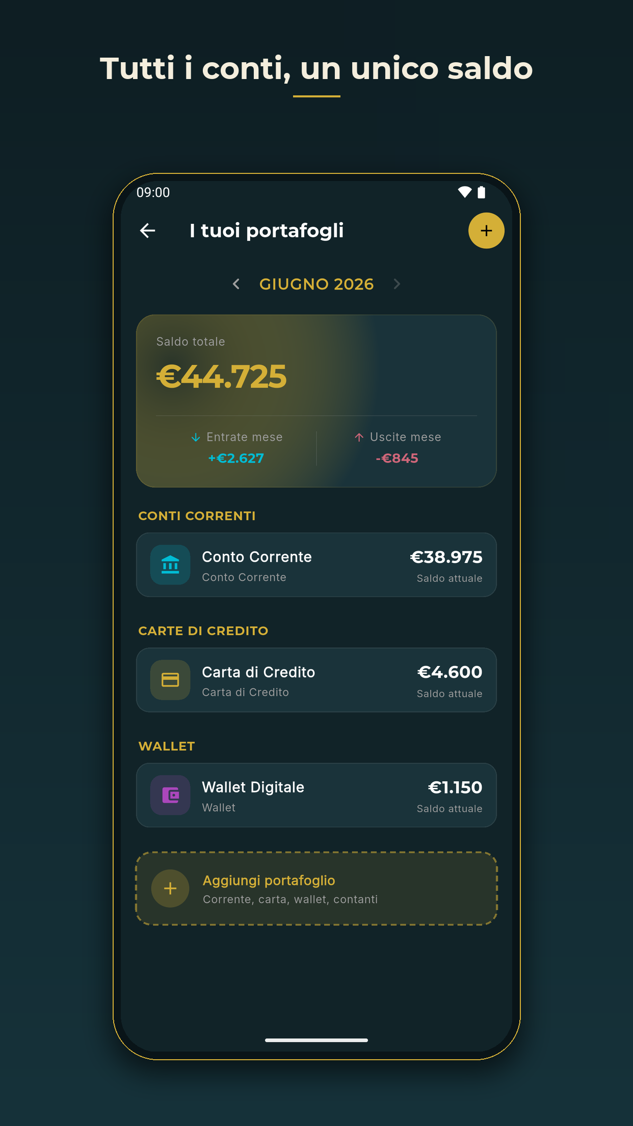 Tutti i conti in un unico saldo: conti correnti, carte e wallet